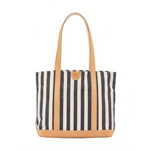 NEW IL BISONTE women's caramella medium tote bag in riga blu/naturale